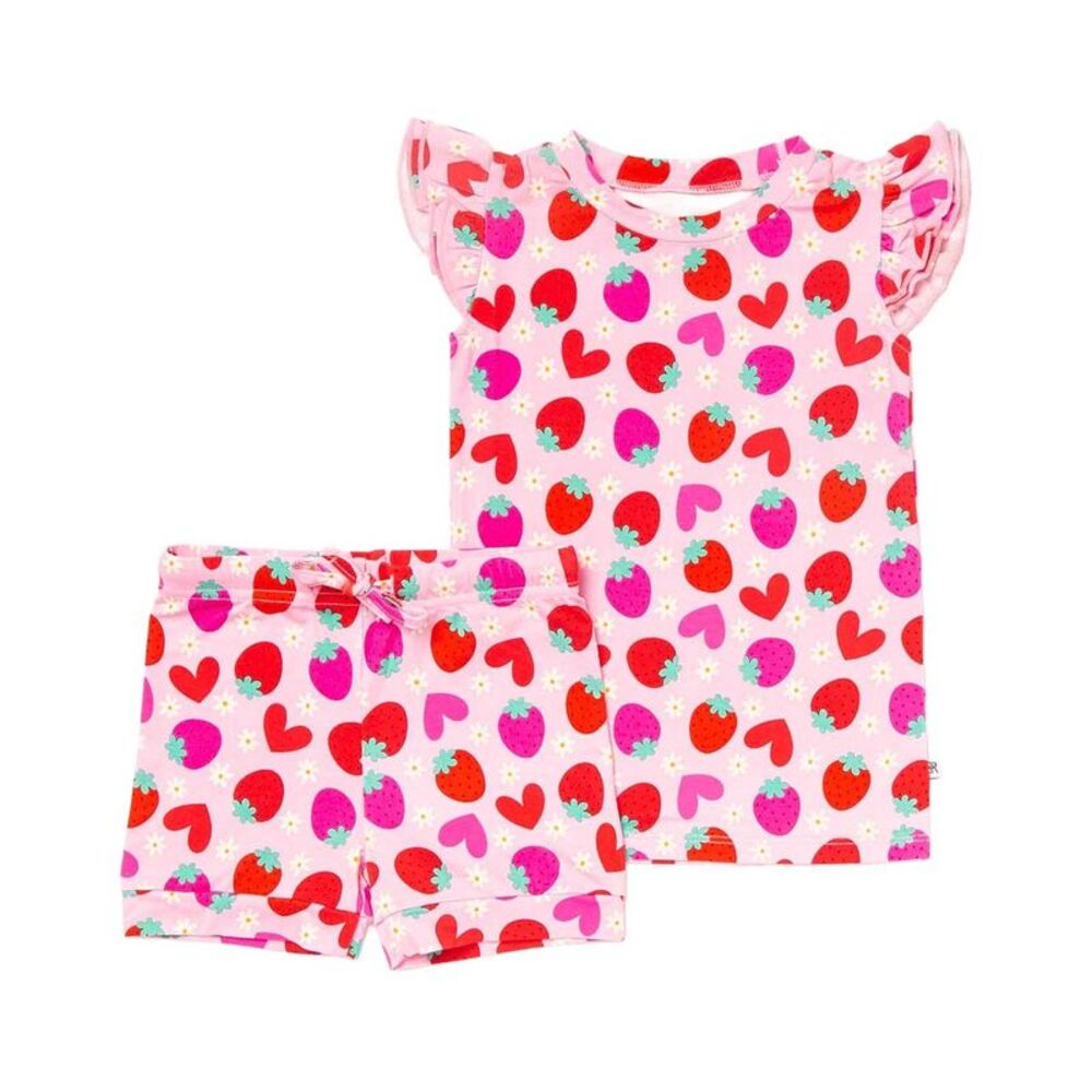 Bums & Roses Girls  Berry In Love Cap Sleeve 2Pc Set, Multicolor